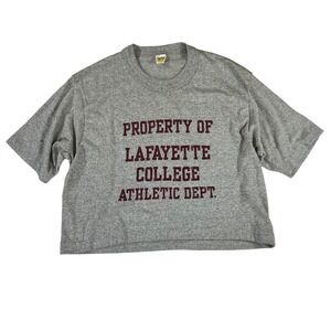 Vintage 70s 80s Velva Sheen Lafayette College Athletic Dept Crop T Shirt L